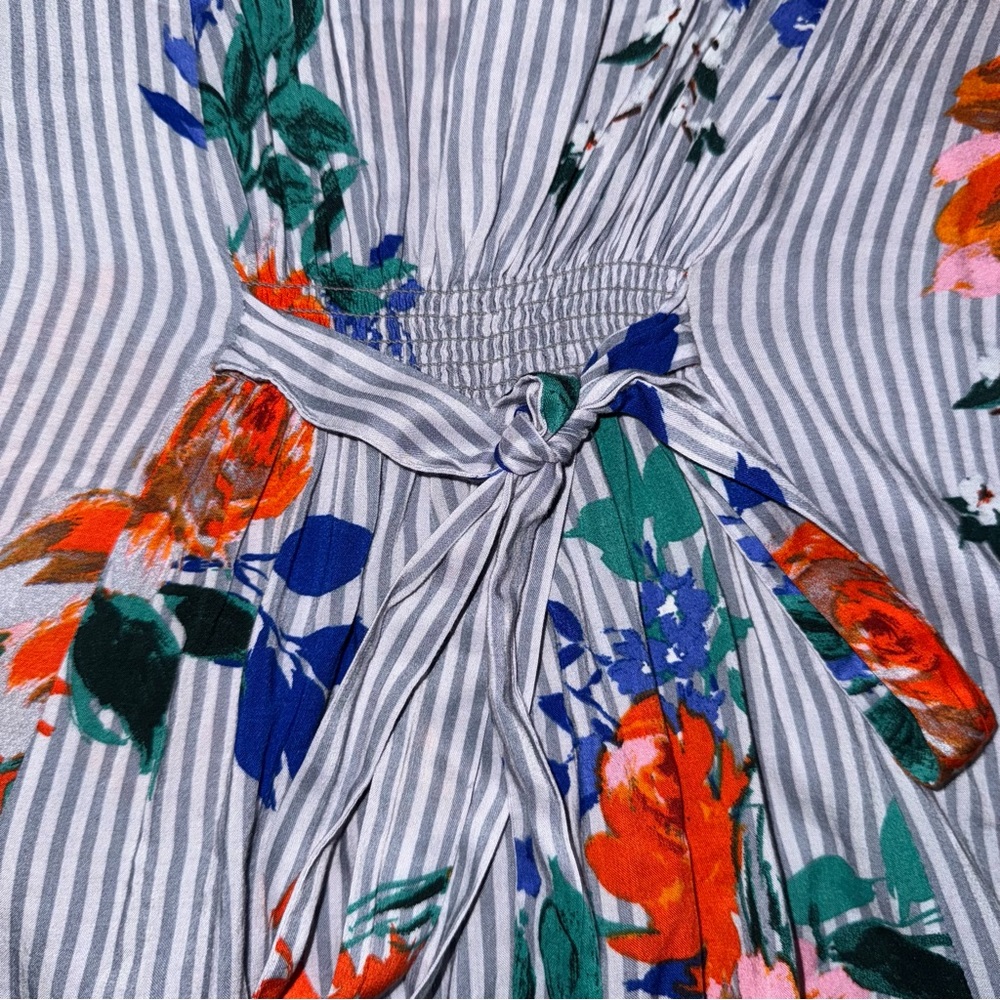 Anthropologie Maeve Blue Floral Striped Shirt - Picture 8 of 10